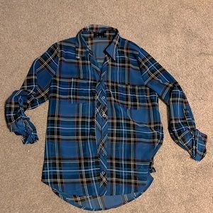 Chiffon flannel patterned button up
